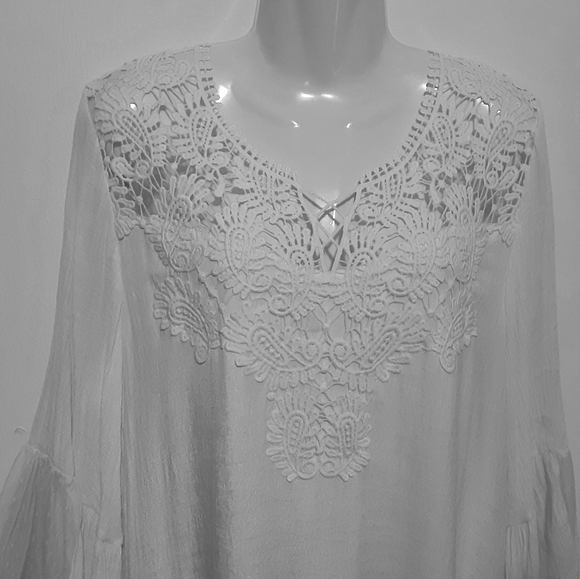 J Glee Crochet Tunic Dress Bell Sleeve Size 1X - Picture 6 of 14